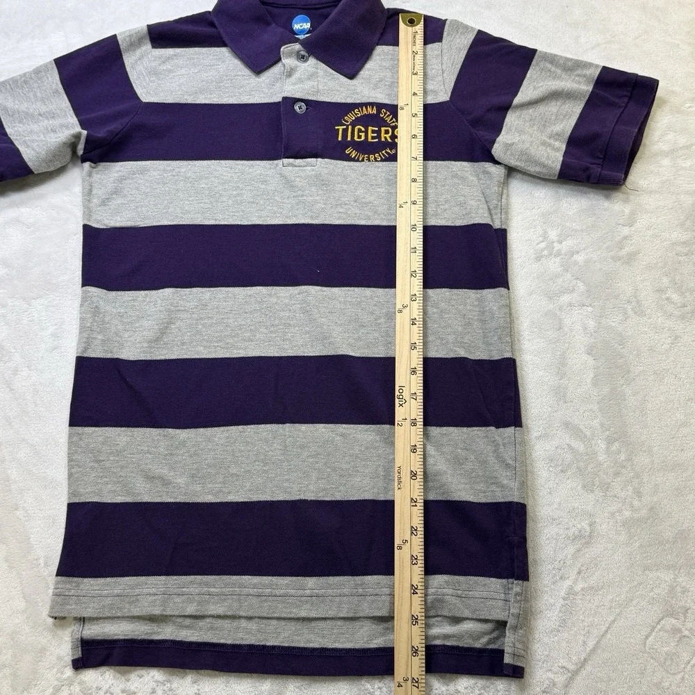 LSU Tigers Striped Polo Shirt NCAA Knights‎ Apparel Purple Gray Mens S